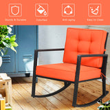 Metal Outdoor Rocking Chair with Orange Cushion
