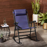 Black Metal Outdoor Rocking Chair with Headrest