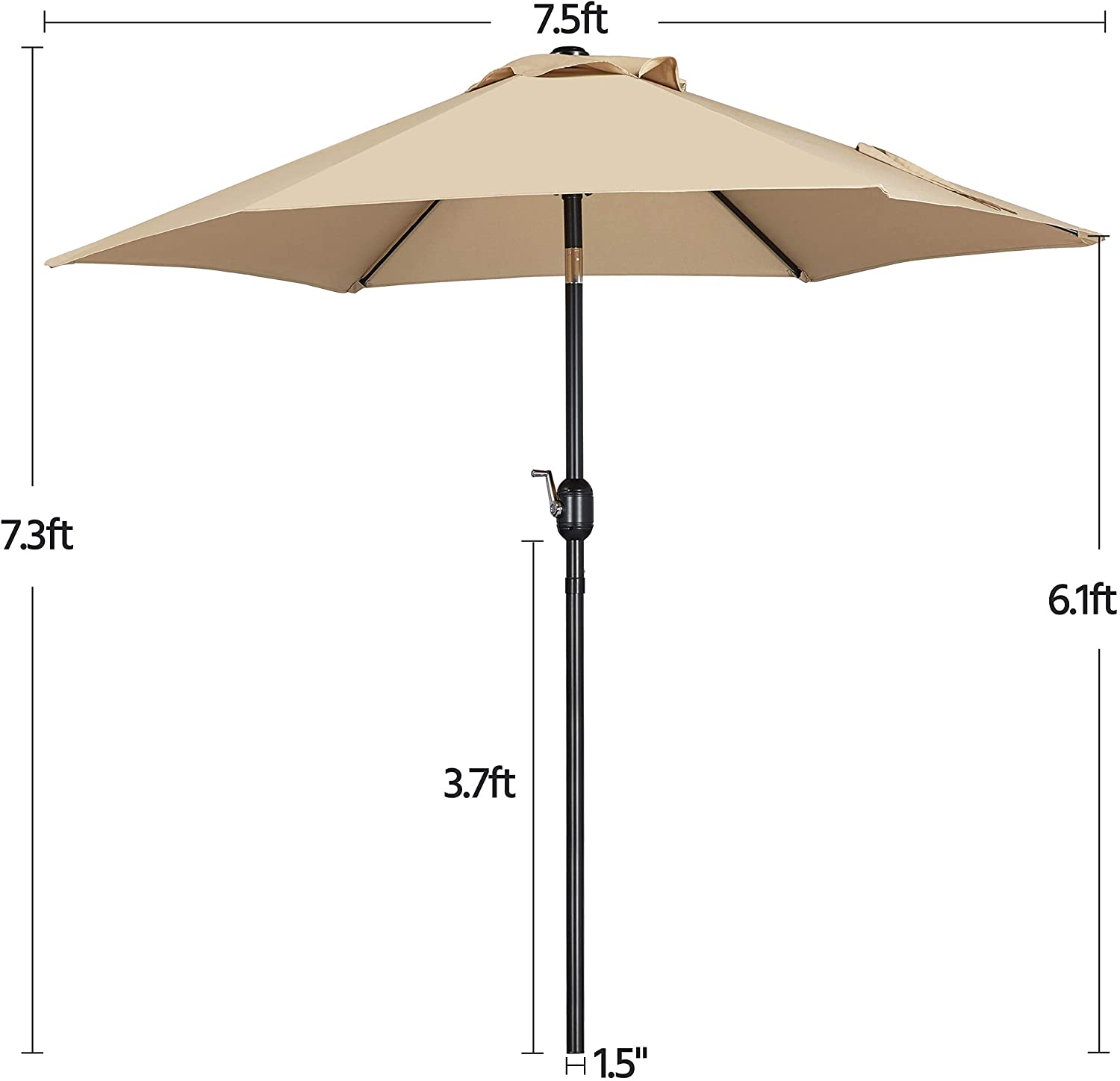 7.5 ft. Market Outdoor Patio Umbrella with Push Button Tilt and Crank in Tan