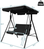 2-Person Steel Outdoor Patio Swing with Canopy