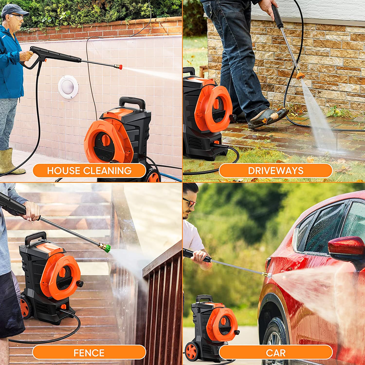 Sugift 3000 Maximum PSI 2 GPM 13 Amp Cold Water Electric Pressure Washer with 5 Nozzles