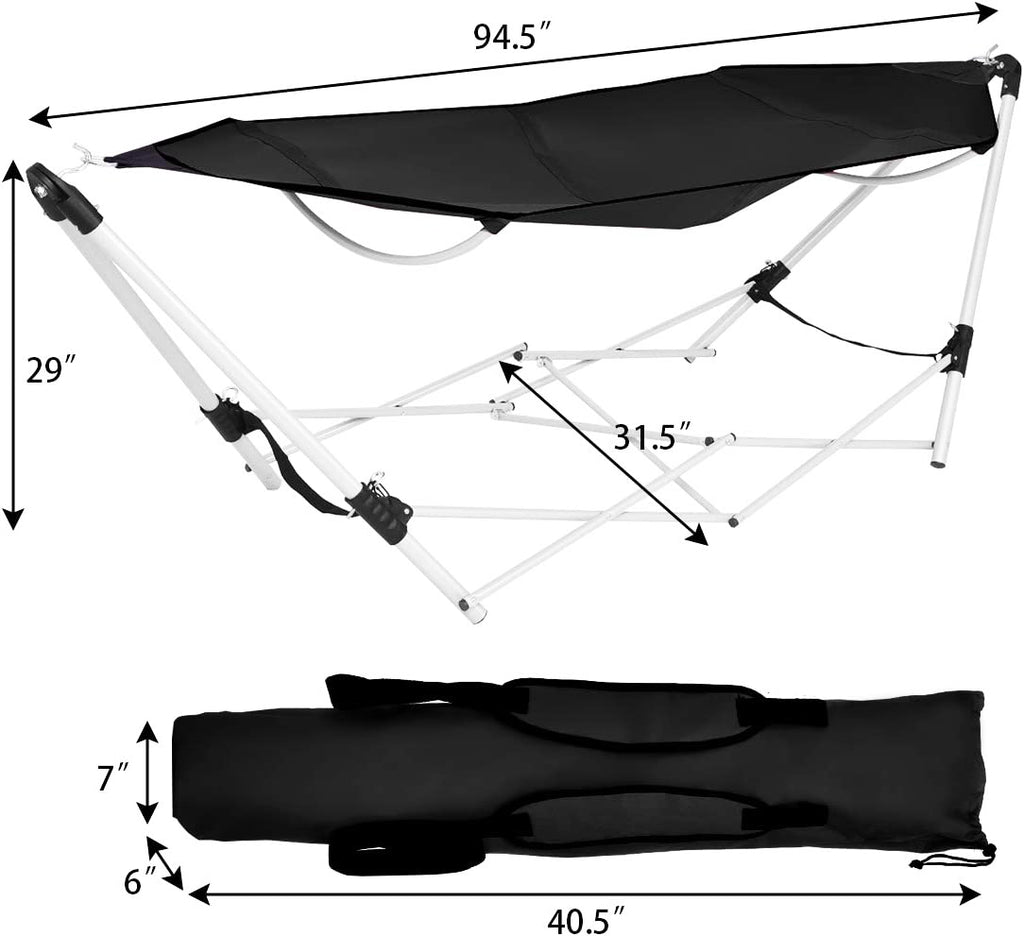 8 ft. Portable Folding Hammock Bed with Steel Frame and Carry Bag Skonyon