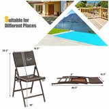 Brown Folding Metal Outdoor Dining Chair (Set of 2)