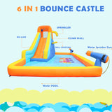 Multi-Colored Inflatable Water Slide Park Heavy-Duty Nylon Bounce House for Outdoor Fun with Air Pump & Carrying Case