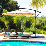 10 ft. Steel Cantilever Offset Outdoor Patio Umbrella in Tan