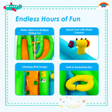 Deluxe Multi-Colored Inflatable Water Park with Slides, Water Blaster and Climbing Wall - Blower and Carry Case Included
