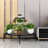 24 in. Tall Indoor/Outdoor Black Metal Plant Stand (3-Tiered)