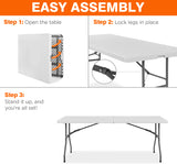72 in. Granite White Plastic Fold-In-Half Folding Table
