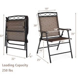 Mix and Match Folding Steel Outdoor Dining Chair in Brown (2-Pack)