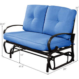2-Person Metal Outdoor Glider with Blue Cushion