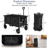 6.6 cu. ft. 600D Double-Layer Oxford Fabric Folding Wagon Outdoor Garden Cart with Carry Bag in Black