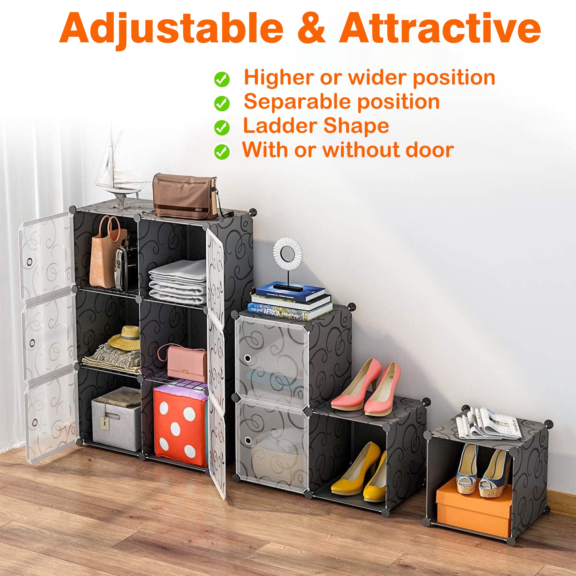 Portable Shoe Rack Organizer, 6-Tier Plastic Cube Storage Tower Shelve –  Skonyon