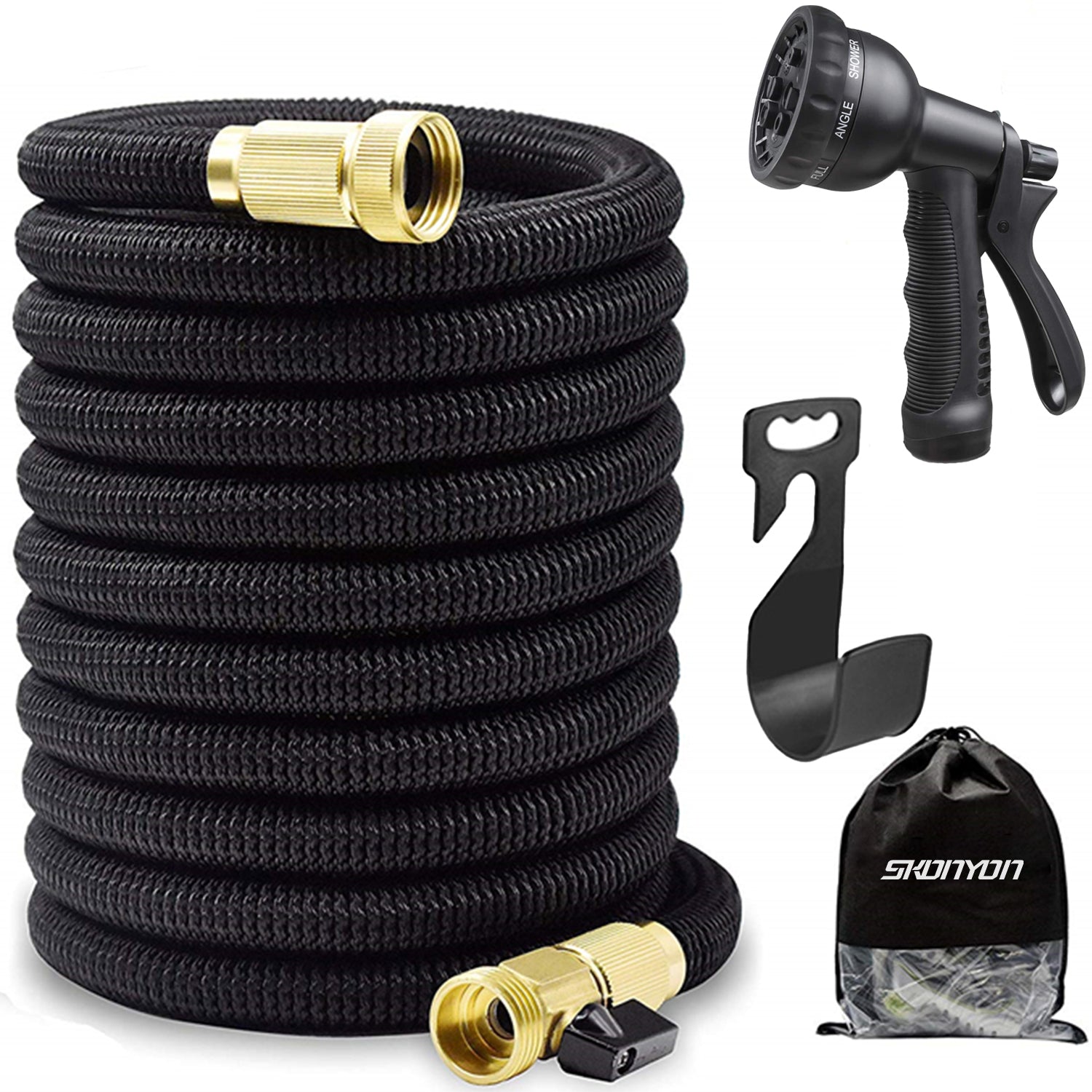 SKONYON Expandable Garden Hose 50FT Water Hose with 8 Function Nozzle