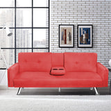 Modern simple sofa, living room sofa, cushioned, multifunctional, solid wood frame (red)