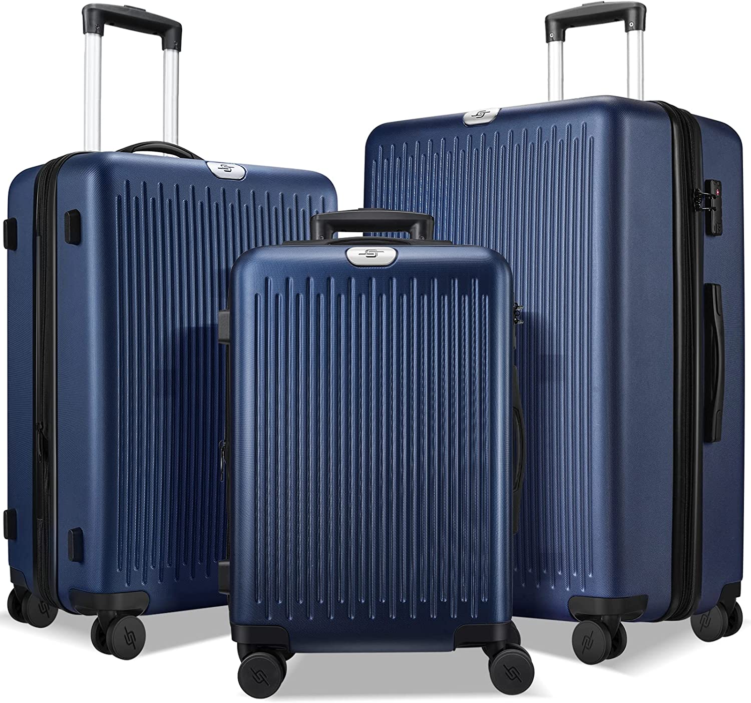 SKONYON Luggage Set 3 Piece Hardside with Spinner Wheels and TSA Lock 20 24 28 inch Suitcase
