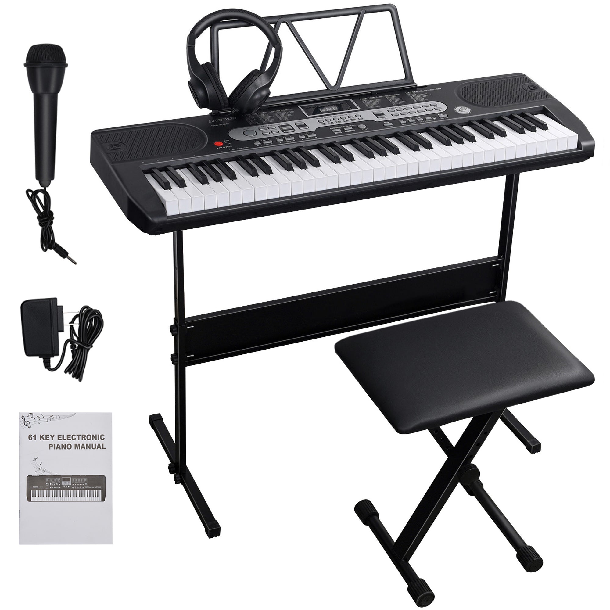 SKONYON 61 Key Piano Keyboard Set Portable Electric Keyboard with Head –  Skonyon