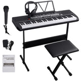 SKONYON 61 Key Piano Keyboard Set Portable Electric Keyboard with Headphone, Stand, Stool & Power Supply