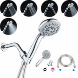 SUGIFT Shower Head High Pressure Water Saving 5 Mode Function Spay Handheld Showerheads Set with 79 inch Stainless Steel Hose Bracket Teflon Tape Rubber Washers