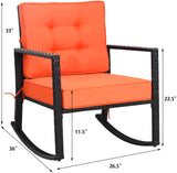 Metal Outdoor Rocking Chair with Orange Cushion