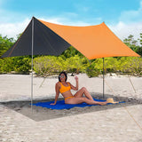 10 ft. x 10 ft. Portable Beach Canopy Tent Shelter with Sand Anchor Carry Bag, Orange