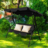 3-Person Outdoor Patio Swing Chair with Removable Cushion and Coated Steel Frame