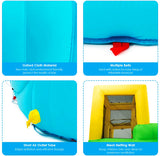 Deluxe Multi-Colored Inflatable Water Park with Slides, Water Blaster and Climbing Wall - Blower and Carry Case Included