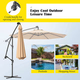 10 ft. Steel Cantilever Solar LED Offset Outdoor Patio Umbrella in Beige