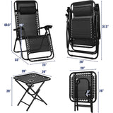 Steel Outdoor Chaise Lounge Chair with Side table and Pillow