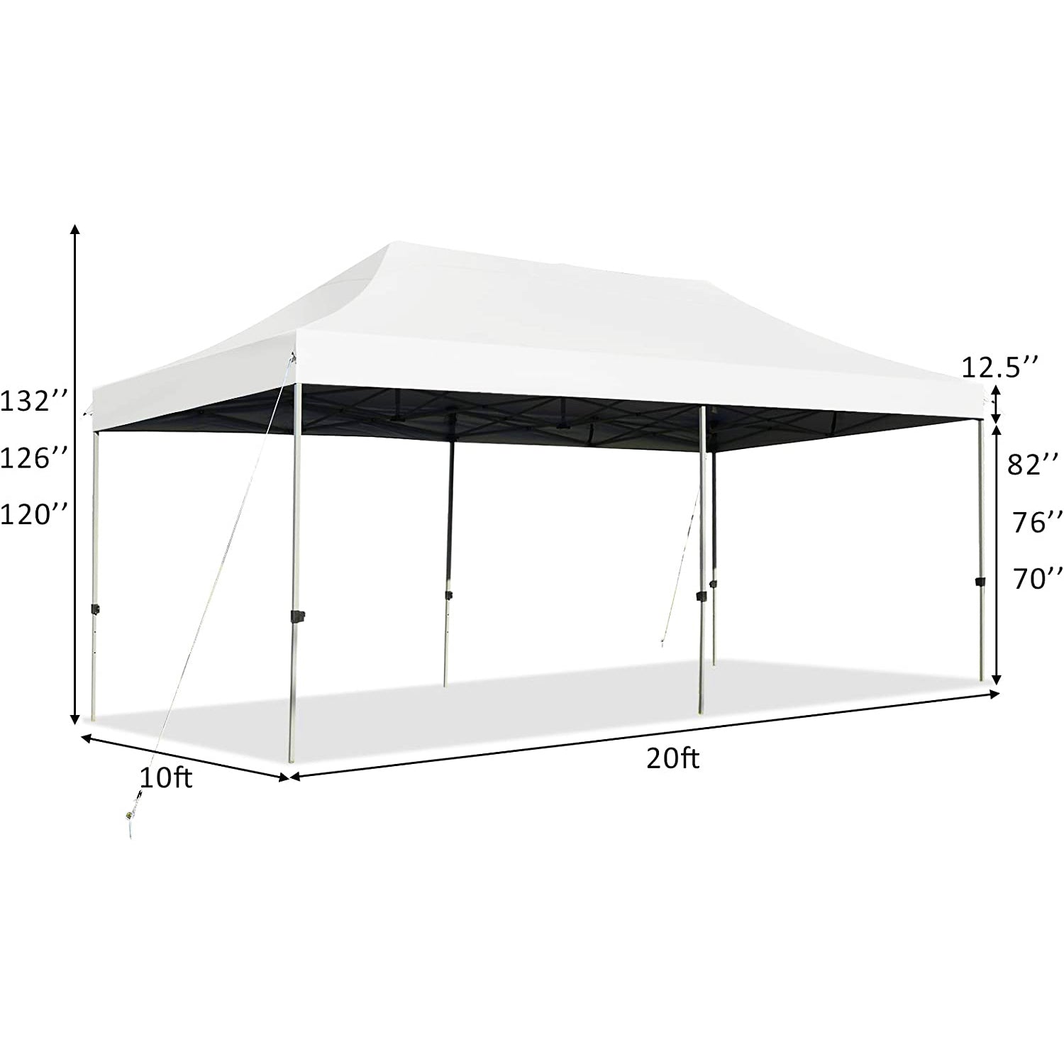 Heavy Duty 10 ft. x 20 ft. White Pop Up Canopy Tent with Carrying Bag