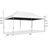 Heavy Duty 10 ft. x 20 ft. White Pop Up Canopy Tent with Carrying Bag