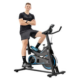 Indoor Exercise Bike,Indoor Cycling Bike Trainer,Chromed Flywheel, Silent Belt Drive Indoor Cycle Bike with Leather Resistance Pad