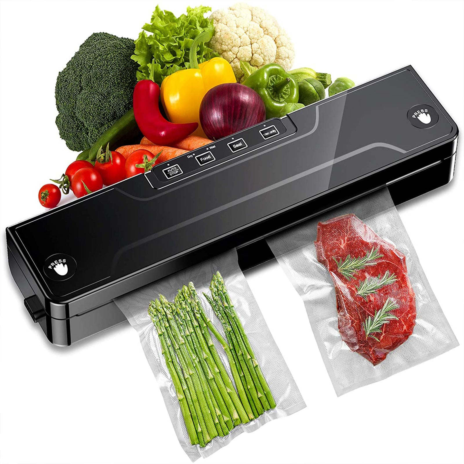SKONYON Vacuum Sealer Machine with Suction Hose and 15 Vacuum Bags Included