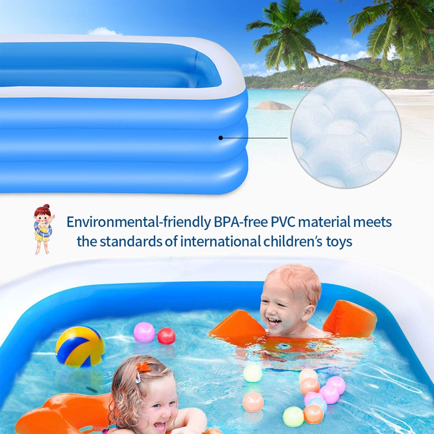 Inflatable Sprinkler Pool for Kids 3 in 1 Baby Pool Outdoor Splash Pad for  Toddlers Fun Water Toys for Babies Children Boys Girls Backyard