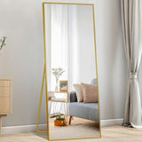 SKONYON Floor Mirror Rectangle Body Full Length Mirror Gold
