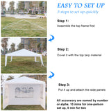Tent Outdoor Side Walls Canopy Tent Three Sides Waterproof 10x10¡® Tent with Spiral Tubes White