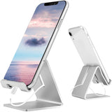 SKONYON Desk Cell Phone Stand Holder Aluminum Phone Dock Cradle Compatible with Switch (Silver)