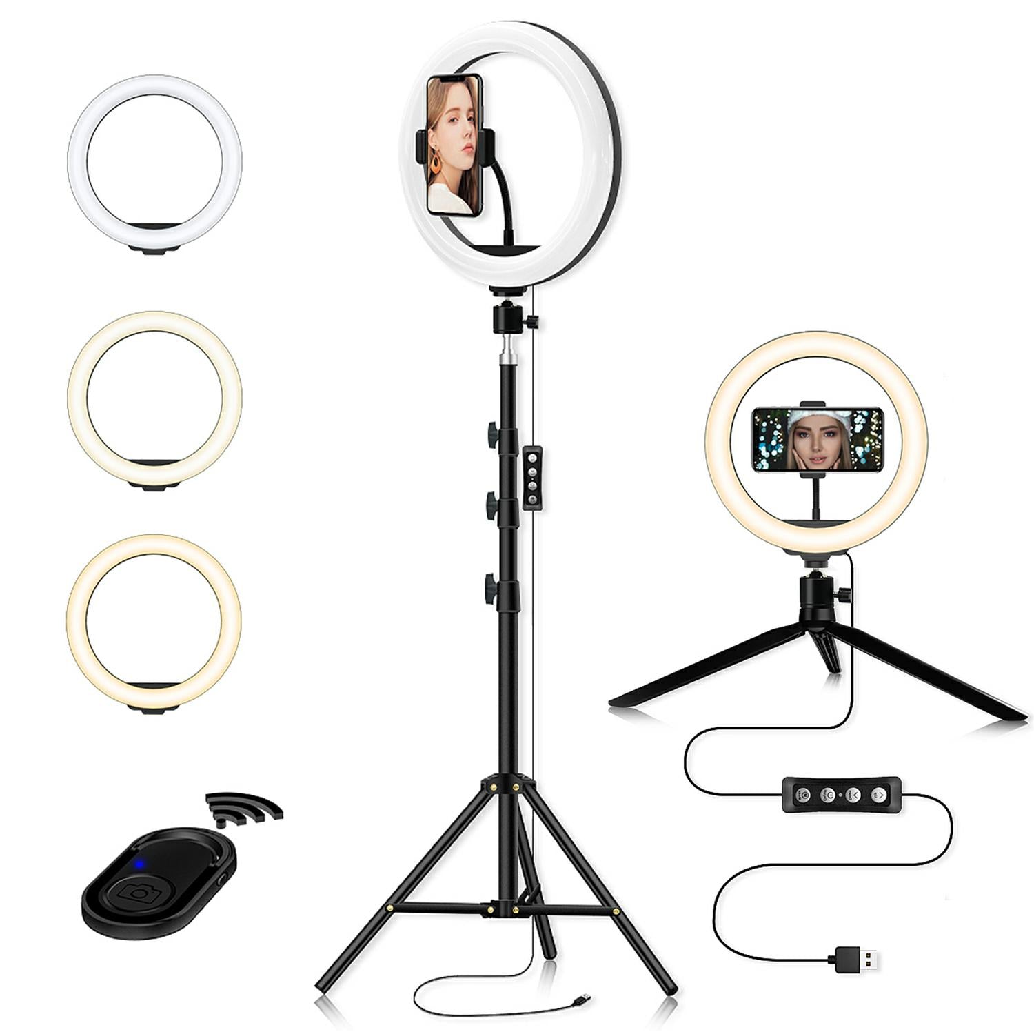SUGIFT 10.2 Selfie Ring Light Tripod Stand & Phone Holder 3 Modes 10 Brightness Level 120 LED Bulbs Dimmable Selfie Ringlight