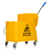 SKONYON Mop Bucket & Side Wringer Combo Spring Wringer on Wheels for Home & Industrial Cleaning 22qt Yellow