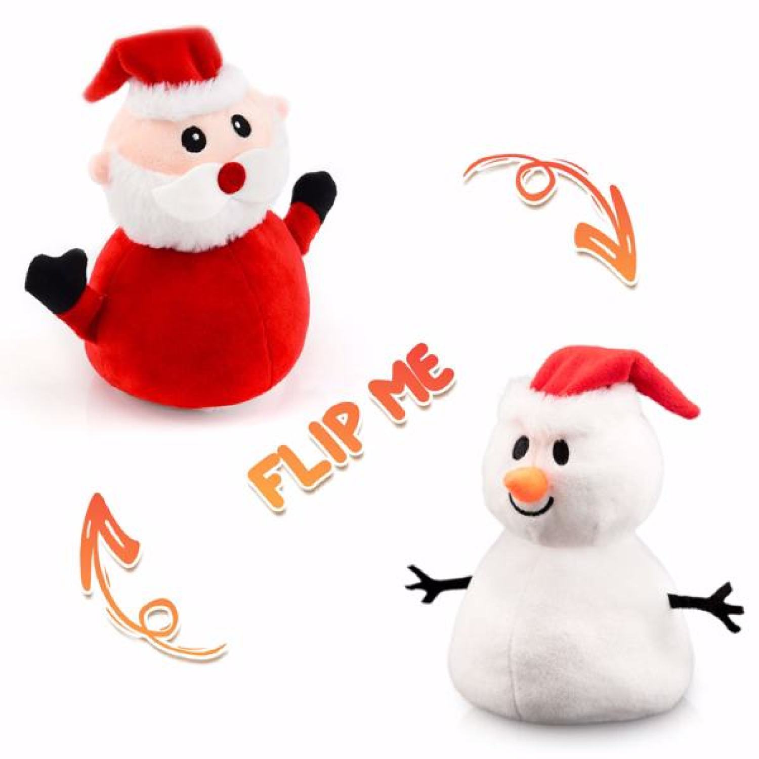 SUGIFT Santa Plush Snowman Plush Toy Reversible Christmas Santa Claus Double Side
