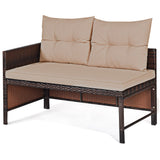 3PCS Patio Wicker Rattan Sofa Set Outdoor Sectional Conversation Set Garden Lawn