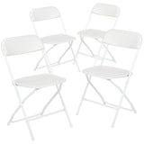 SKONYON Steel Folding Chair (4 Pack), White