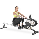 SKONYON Magnetic Rowing Machine Compact Indoor Rower with Magnetic Tension System, LED Monitor and 8-level Resistance Adjustment Fitness Equipment for Home Gym