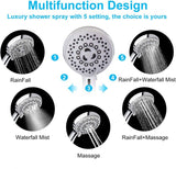 Shower Head High Pressure Water Saving 5 Mode Function Spay Handheld Showerheads Set with 79 inch Stainless Steel Hose Bracket Teflon Tape Rubber Washers