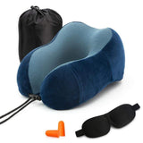 SKONYON Travel Neck Pillow U-Shape Soft Slow Rebound Cervical Healthcare Car Pillow, Navy Blue