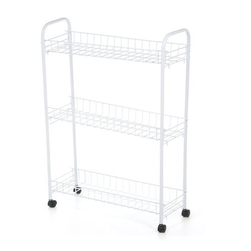 3-Tier Rolling Cart for Laundry Items, White