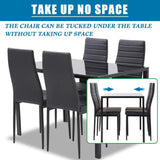 Dining Table Set 5-Piece Kitchen Dining Table Set for Dining Room, Kitchen, Compact Space w/Glass Table Top, 4 Faux Leather Metal Frame Chairs - Black