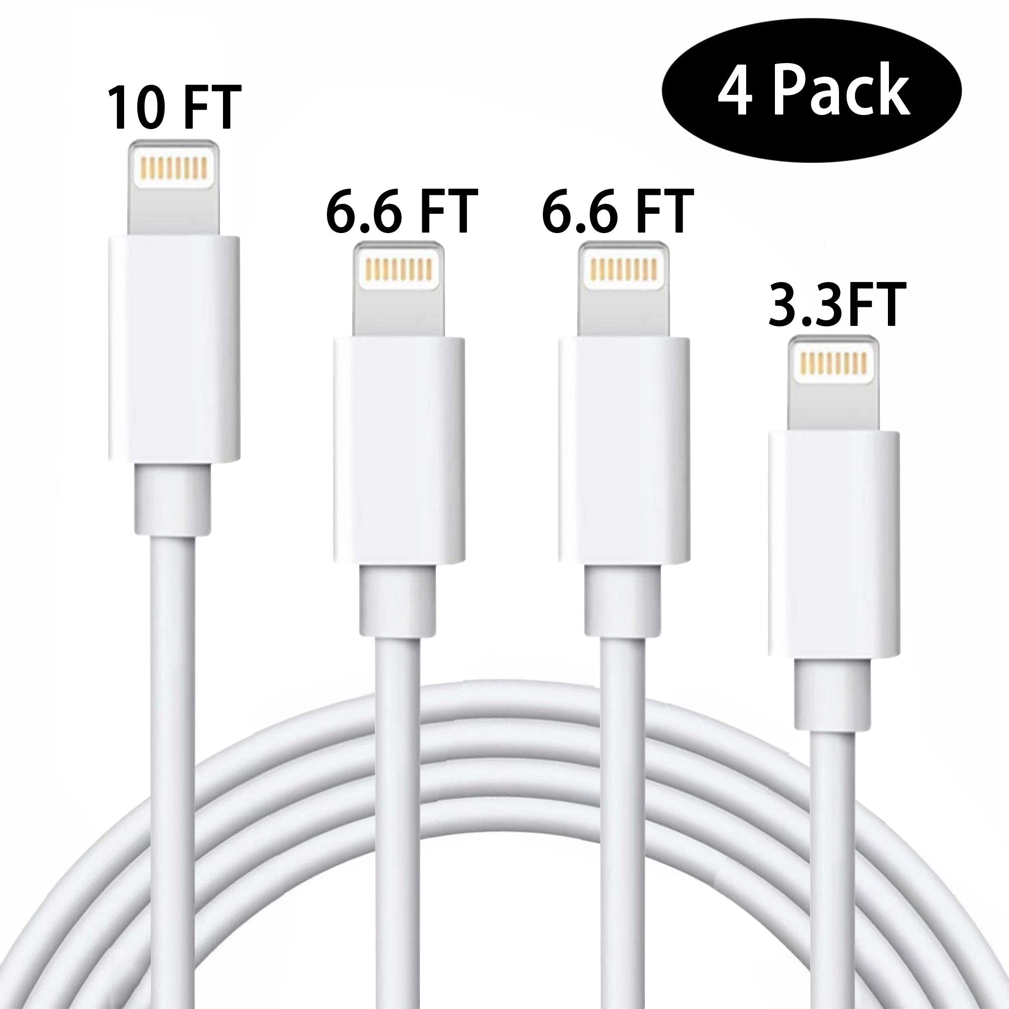 SUGIFT 4 PACK Phone Charger Lightning Cable Data& Sync Cable Cord Compatible