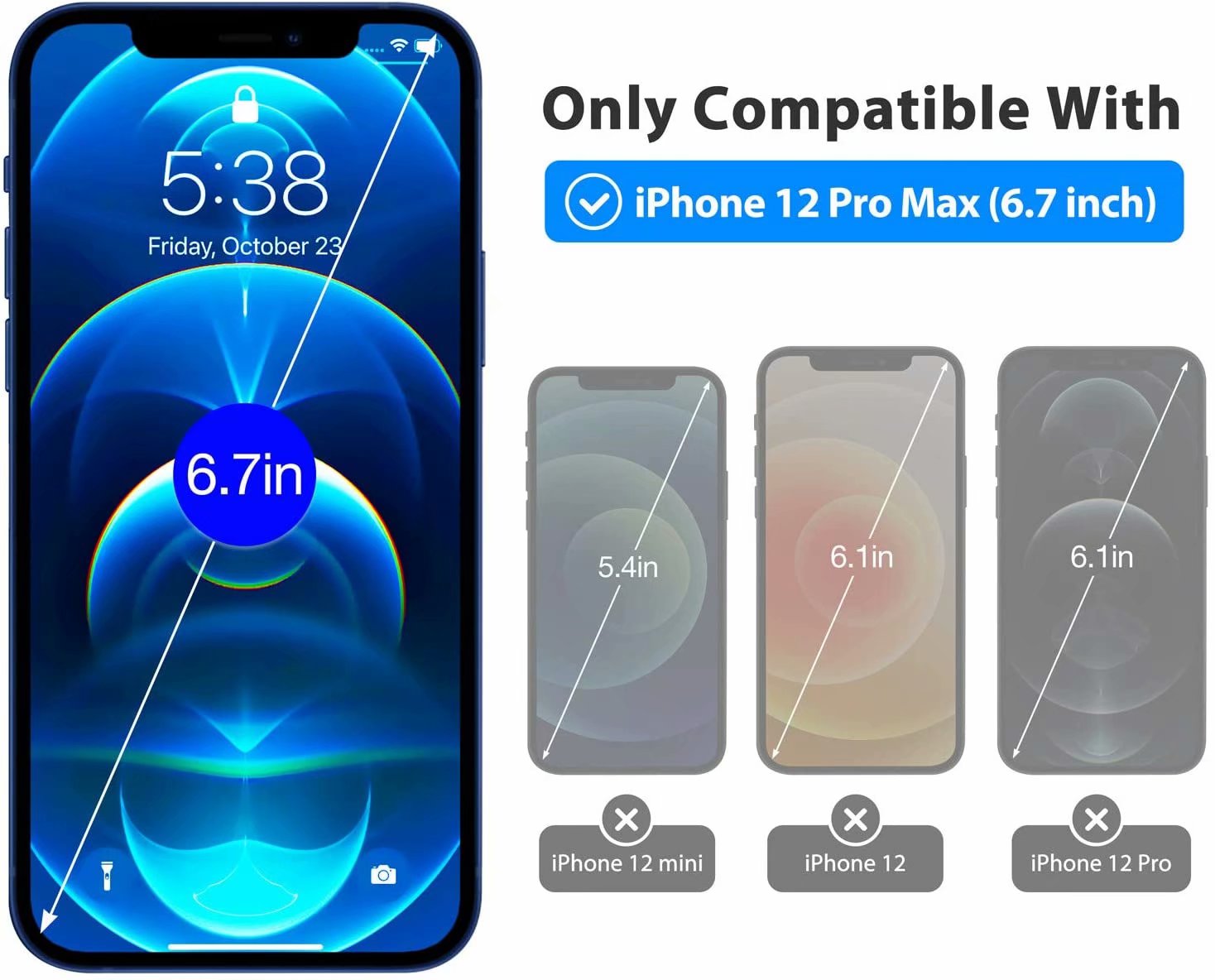 Compatible with iPhone 12 Pro Max Screen Protector, Screen Protector for iPhone 12 Pro Max 6.7 inches 2020-3Pack