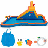 SKONYON Inflatable Water Bouncer with Climbing Wall and Ball Hoop