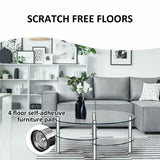 Tempered Glass Oval Side Coffee Table Shelf Chrome Base Living Room Clear